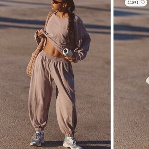 Free People Dusty Mauve High-Waist Jogger Pants